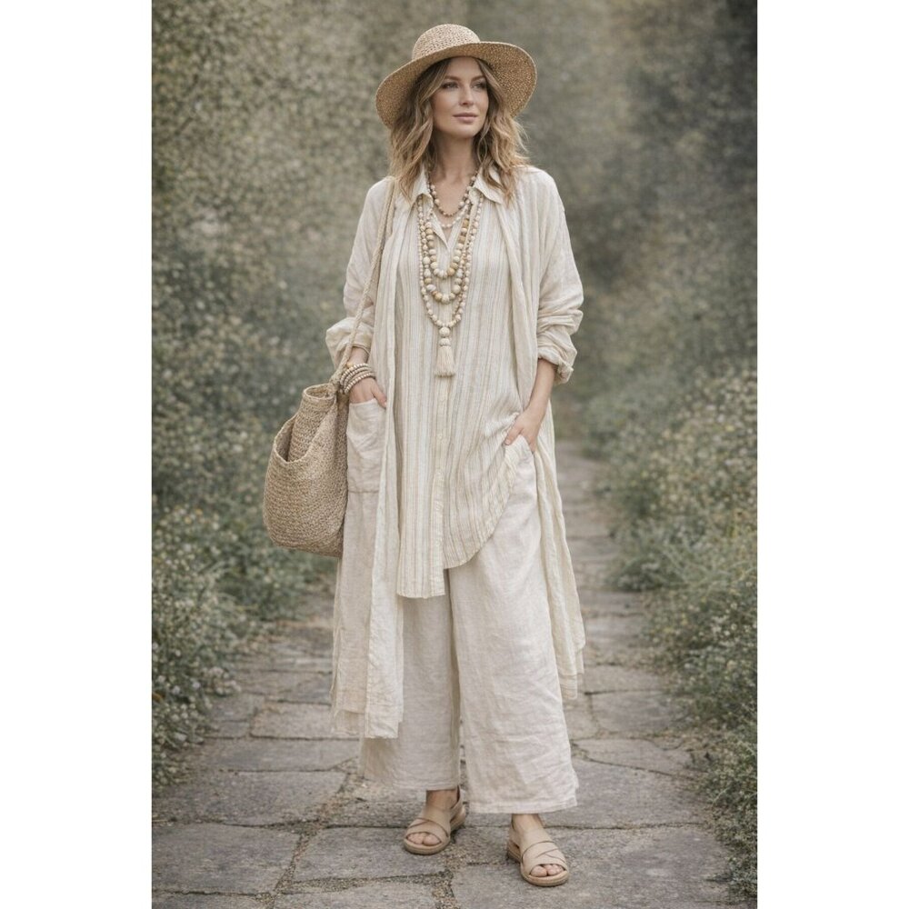 Gibson Latimer Cream Linen Shirt Dress